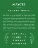 Maycee name meaning gift print in dark green