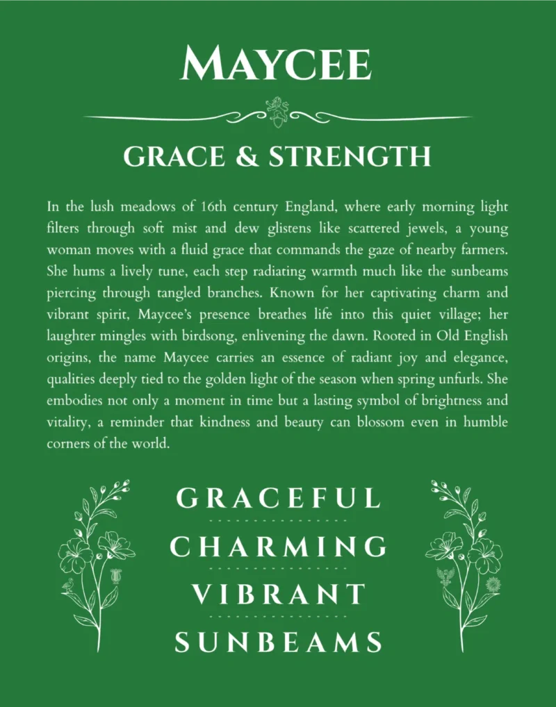 Maycee name meaning gift print in dark green