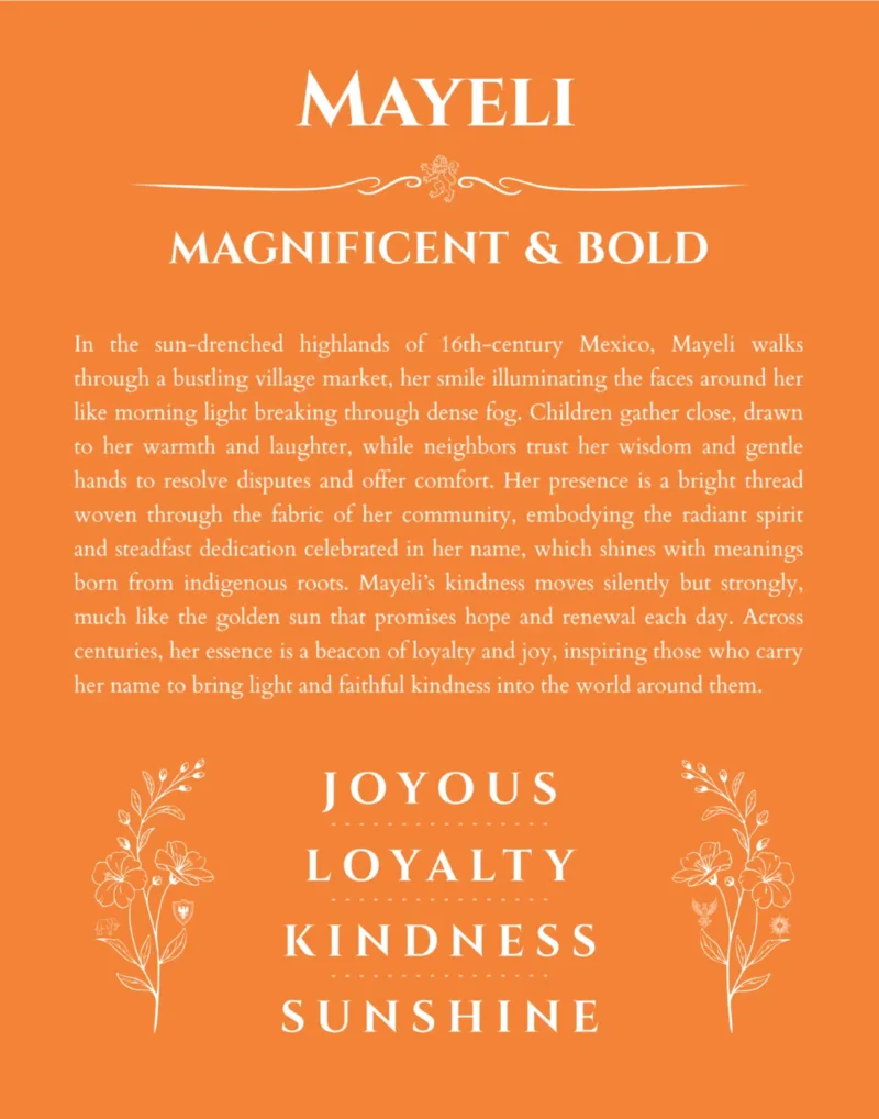 Mayeli custom name meaning print in orange