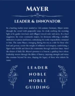 Mayer name meaning gift print in deep blue