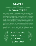Mayli personalized name print with origin and traits in dark green