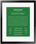Mayson name meaning gift print in dark green with black matte frame