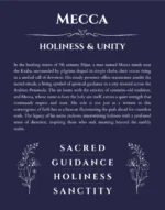 Mecca personalized name art with origin story in navy blue