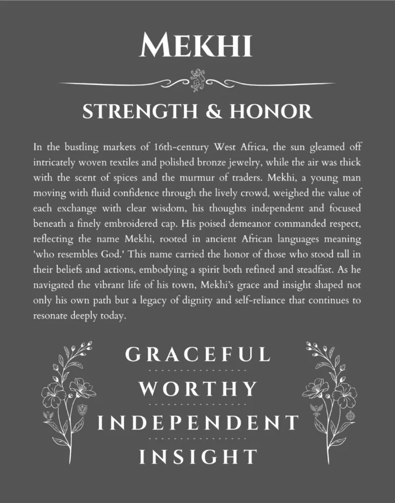 Mekhi name meaning gift print in gray