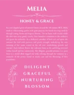 Melia name meaning gift print in pink