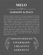 Melo personalized wall art with the story of your name in gray