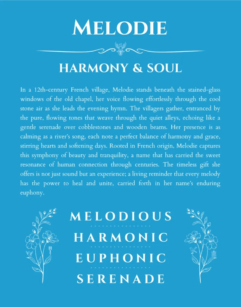 Melodie name meaning wall art by Get Your Story in blue