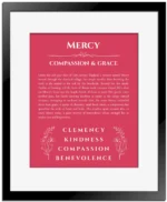 Mercy name meaning gift print in red with black matte frame