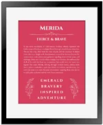 Merida custom name print for wall display in red with black matte frame