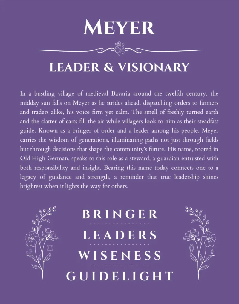 Meyer name meaning gift print in purple
