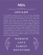 Mia name meaning gift print in purple