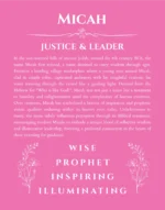Micah personalized name art with origin story in pink
