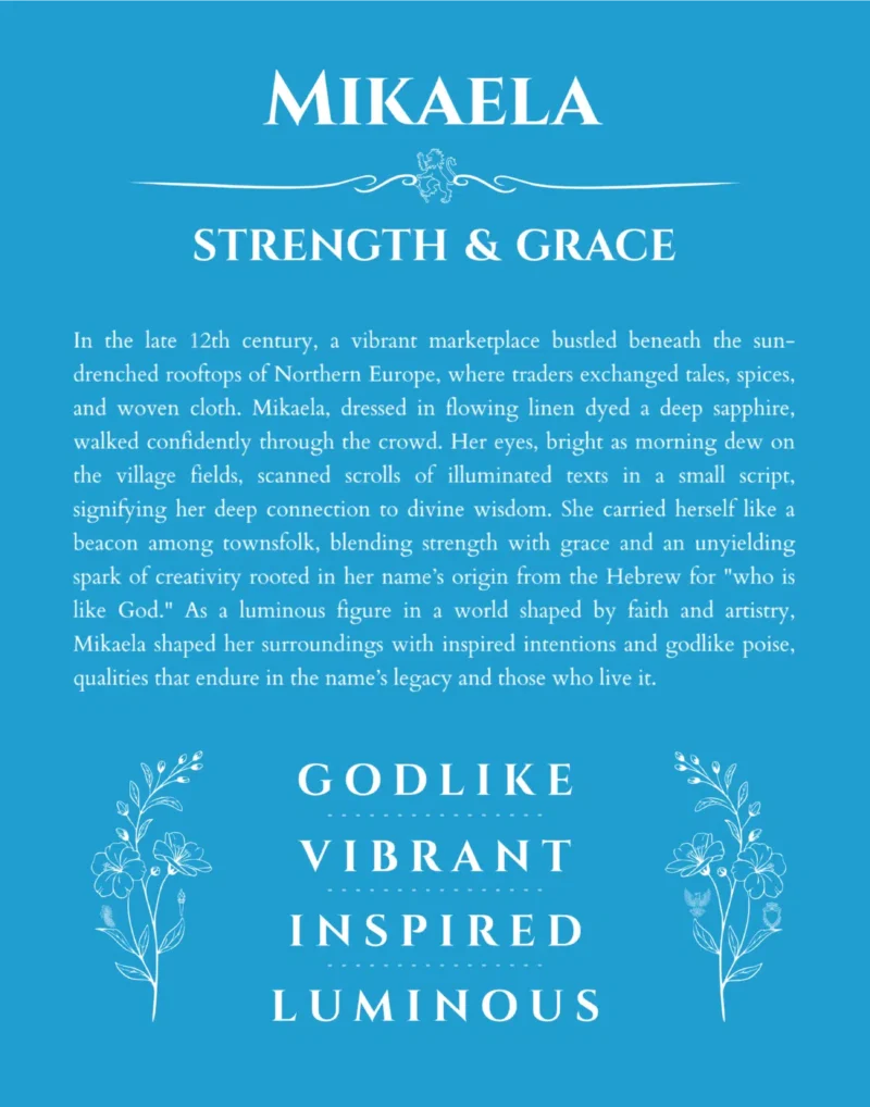 Mikaela custom name meaning print in blue