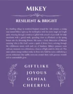 Mikey name meaning gift print in purple