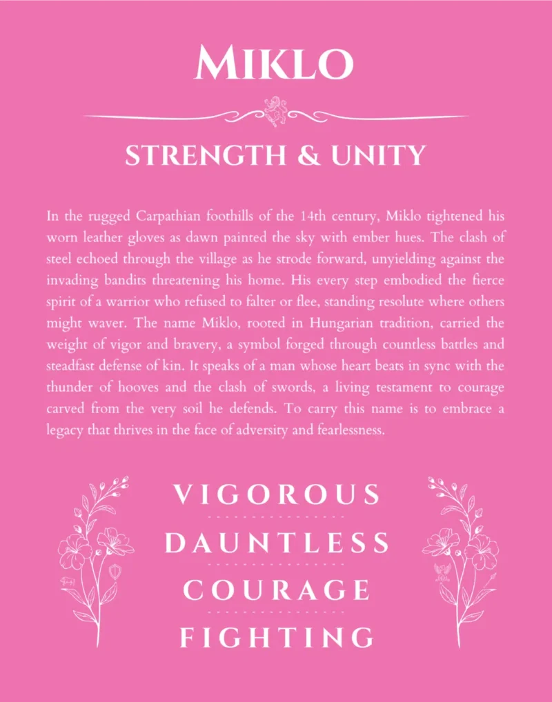 Miklo custom name meaning print in pink