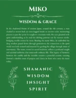 Miko personalized name art with origin story in dark green