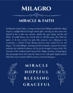 Milagro name meaning gift print in deep blue