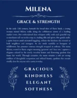 Milena personalized name art with origin story in deep blue