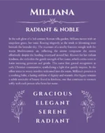 Milliana personalized name meaning print in purple