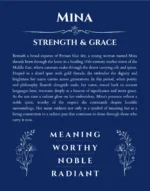 Mina personalized wall art with the story of your name in deep blue