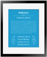 Miraya custom name meaning print in blue with black matte frame