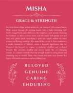 Misha custom name art showing meaning and origin in red