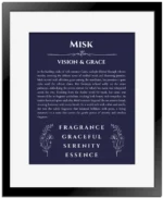 Misk custom name print for wall display in navy blue with black matte frame