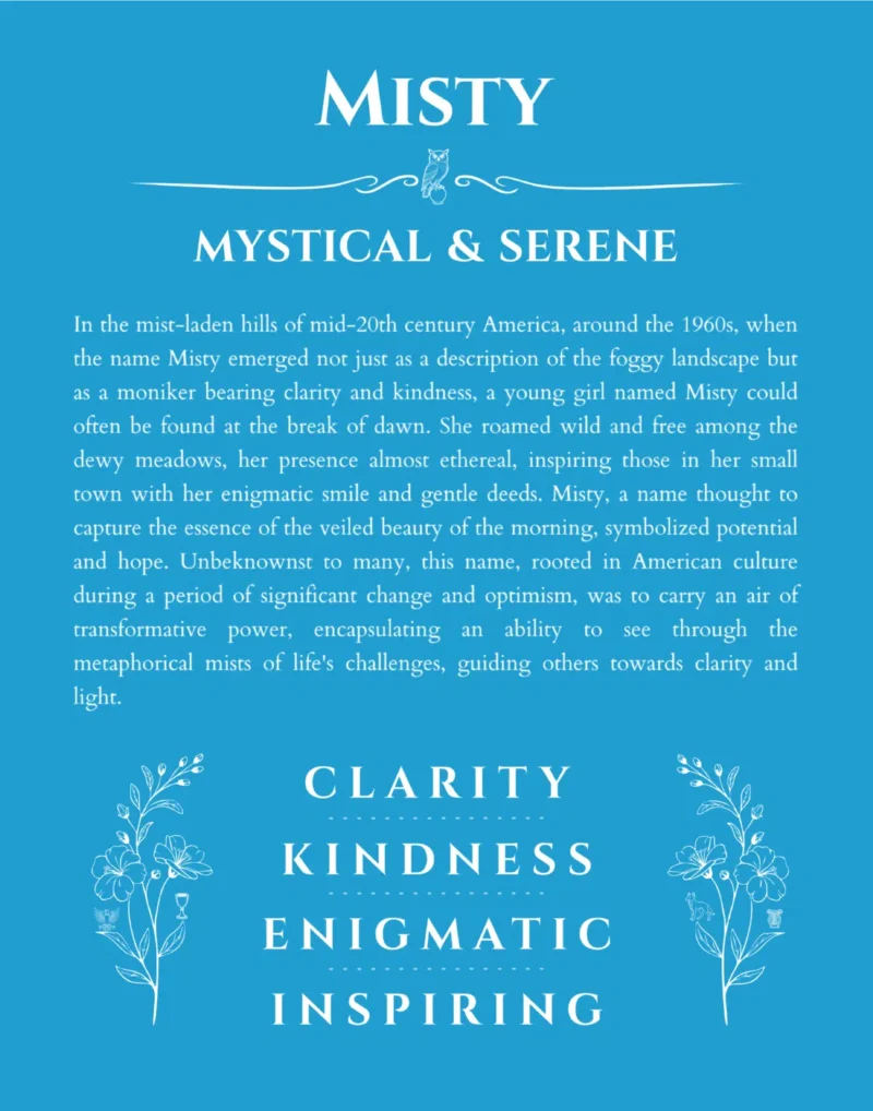 Misty name meaning wall art by Get Your Story in blue