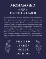 Mohammed custom name art showing meaning and origin in navy blue