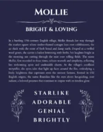 Mollie custom name meaning print in navy blue