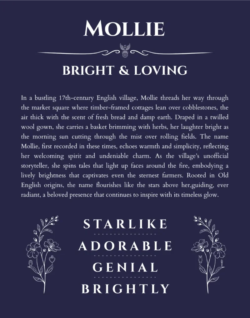 Mollie custom name meaning print in navy blue