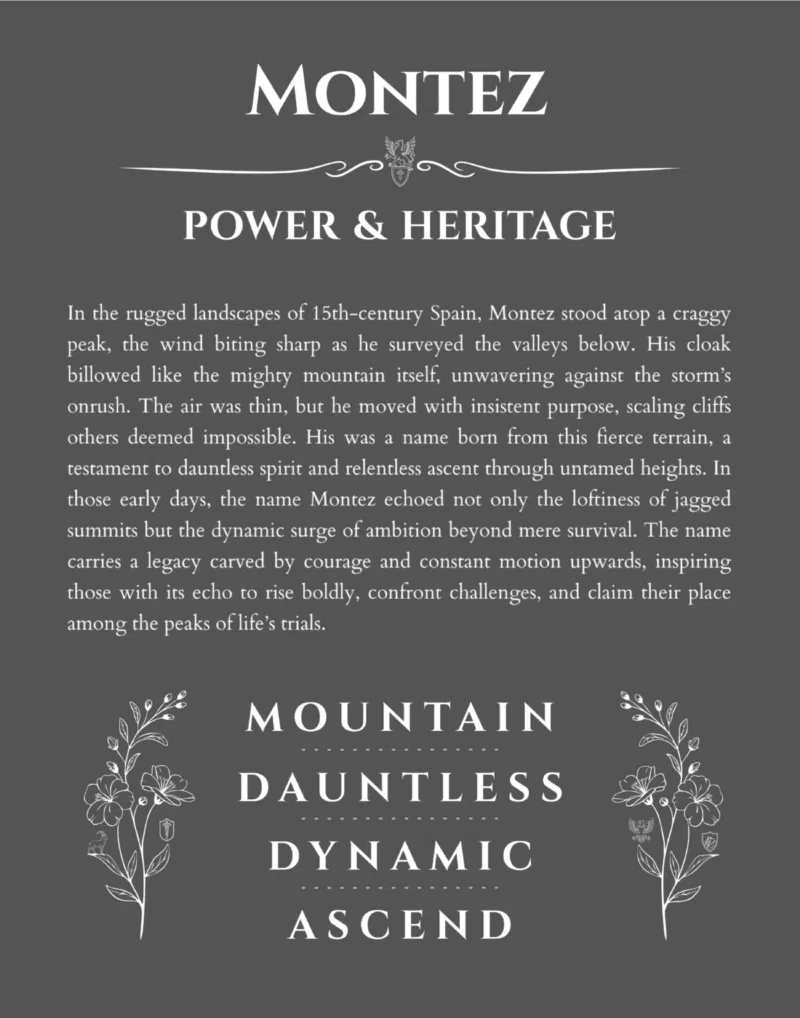 Montez name meaning gift print in gray
