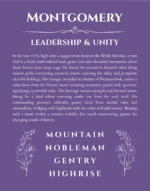 Montgomery personalized name print with origin and traits in purple