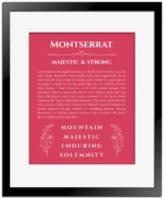 Montserrat name meaning gift print in red with black matte frame