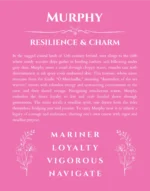 Murphy personalized name print with origin and traits in pink