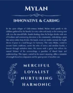 Mylan personalized wall art with the story of your name in deep blue