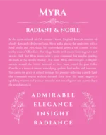 Myra personalized wall art with the story of your name in pink