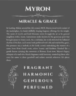 Myron personalized name art with origin story in gray