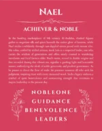 Nael personalized name art with origin story in red