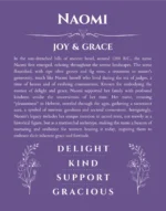 Naomi custom name art showing meaning and origin in purple