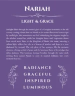 Nariah personalized name print with origin and traits in purple