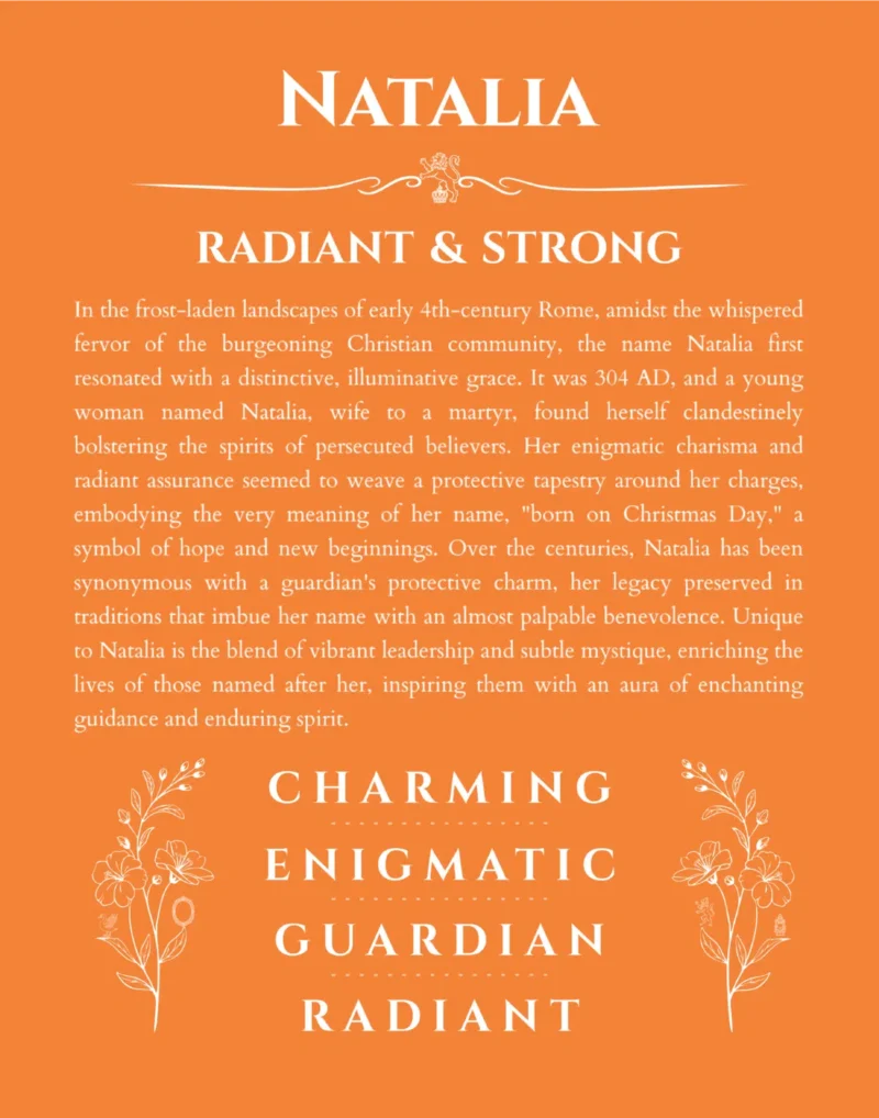 Natalia name meaning gift print in orange
