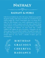 Nathaly personalized name meaning print in blue