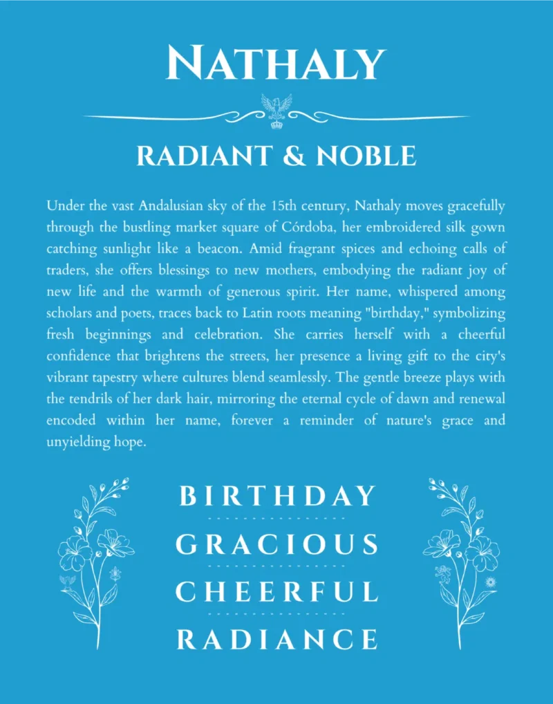 Nathaly personalized name meaning print in blue