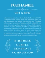 Nathaniel personalized name print with origin and traits in blue