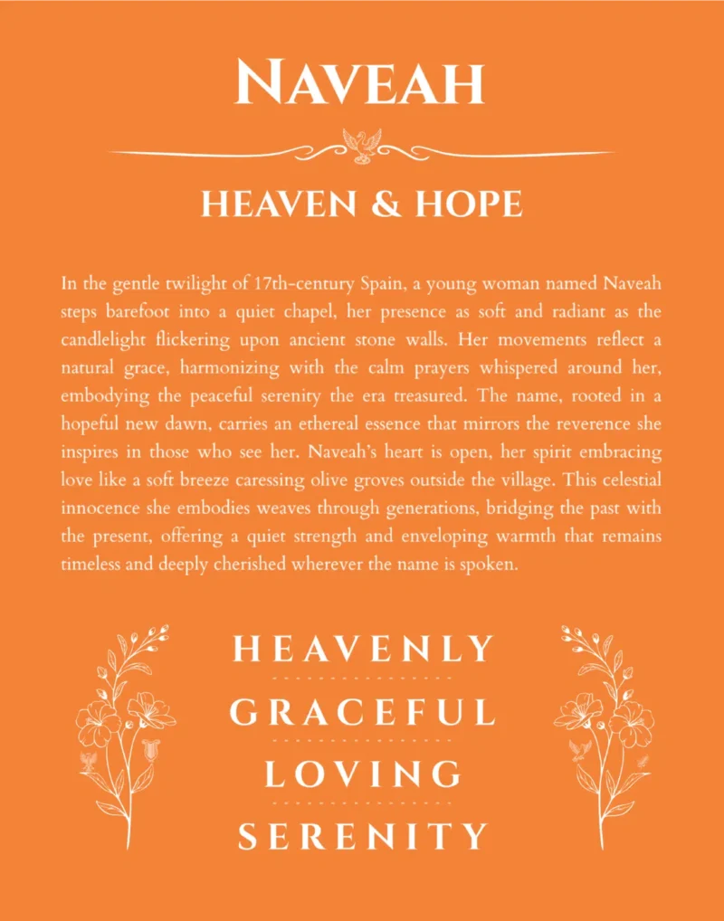 Naveah custom name meaning print in orange