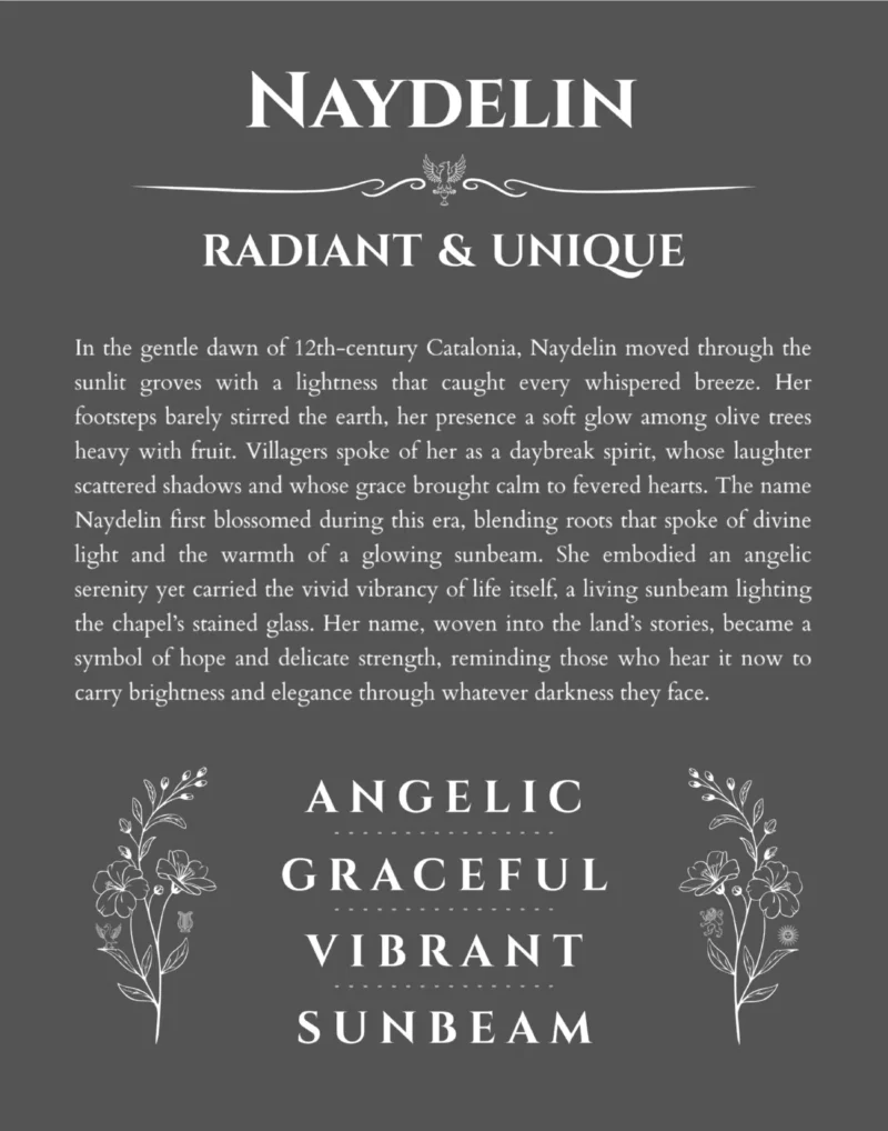 Naydelin custom name meaning print in gray