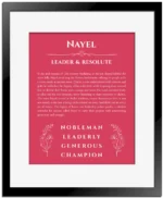 Nayel name meaning wall art by Get Your Story in red with black matte frame