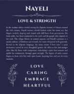 Nayeli custom name art showing meaning and origin in navy blue