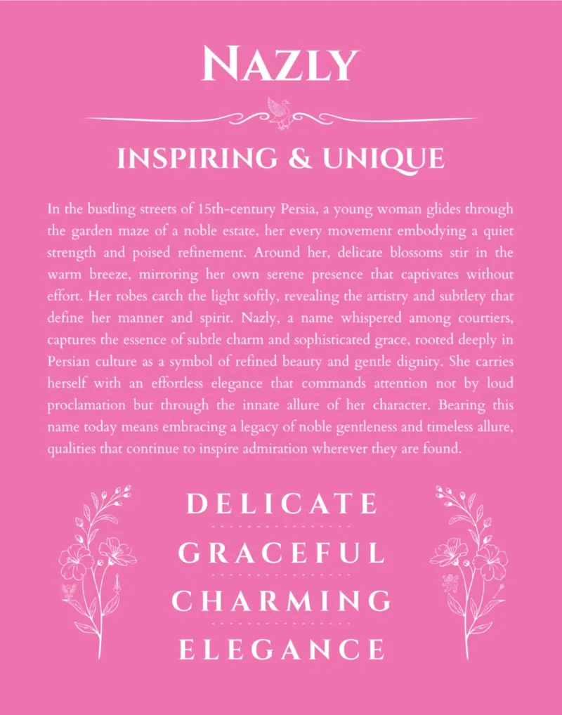 Nazly personalized name meaning print in pink